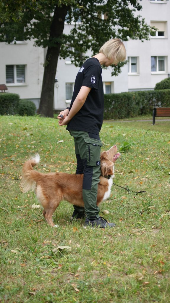 Trenerka psów Emilia Gerlicka z Retrieverem z Nowej Szkocji.